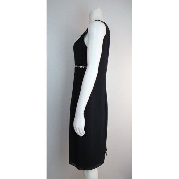 VINTAGE WOMEN'S BLACK SHEATH DRESS W/ RHINESTONE DETAIL - AFTER DARK - SIZE 7/8 - Picture 5 of 8